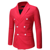 Green Double Breasted Suit Jacket Men Brand Slim Fit Notched Lapel Mens Blazer Casual 6 Colors Wedding Party Formal Blazer Homme