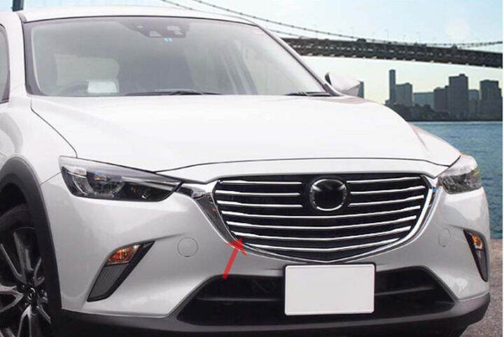 ชิ้นส่วนรถยนต์สำหรับ-mazda-10ชิ้น-cx3-cx-3-2016-2017-2018มีดแต่งขอบฝาครอบกระจังหน้าหน้ารถสติกเกอร์ติดขอบ-abs-โครเมียม87tixgportz