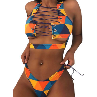 Bikini  Push Up Bikini Brasileño Long Sleeve Thong Swimwear Bandage Plus Size Tankini Swimsuit Women 2 Pieces High Waist