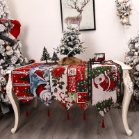 Christmas Party Linen Table Runner Merry Christmas Decorations for Home 2021 Snowman Xmas Tree Table Runner Happy New Year 2022