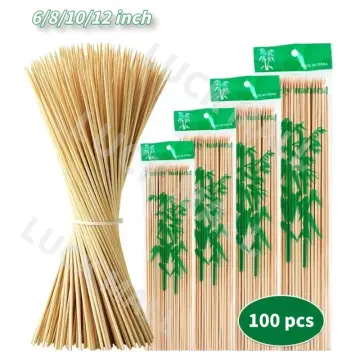 90Pcs Bamboo Skewer Sticks 6/8/10/12inch Natural Wood Barbecue