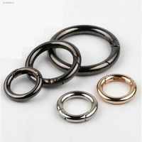 ❖♞ 5pcs O-Ring Buckles Clips Zinc Alloy Plated Gate Spring Carabiner Purses Handbags Round Push Trigger Snap Hooks Carabiner