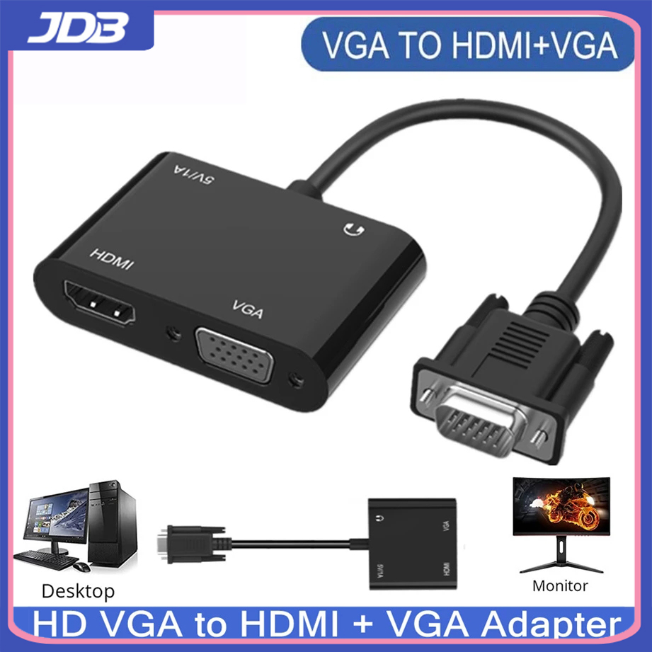 VicTsing VGA to HDMI Converter Adapter,Output 1080P VGA Male to HDMI Female Audio Video Cable Converter Adapter,for HDTV/AV/HDTV Supply a Free USB Cable