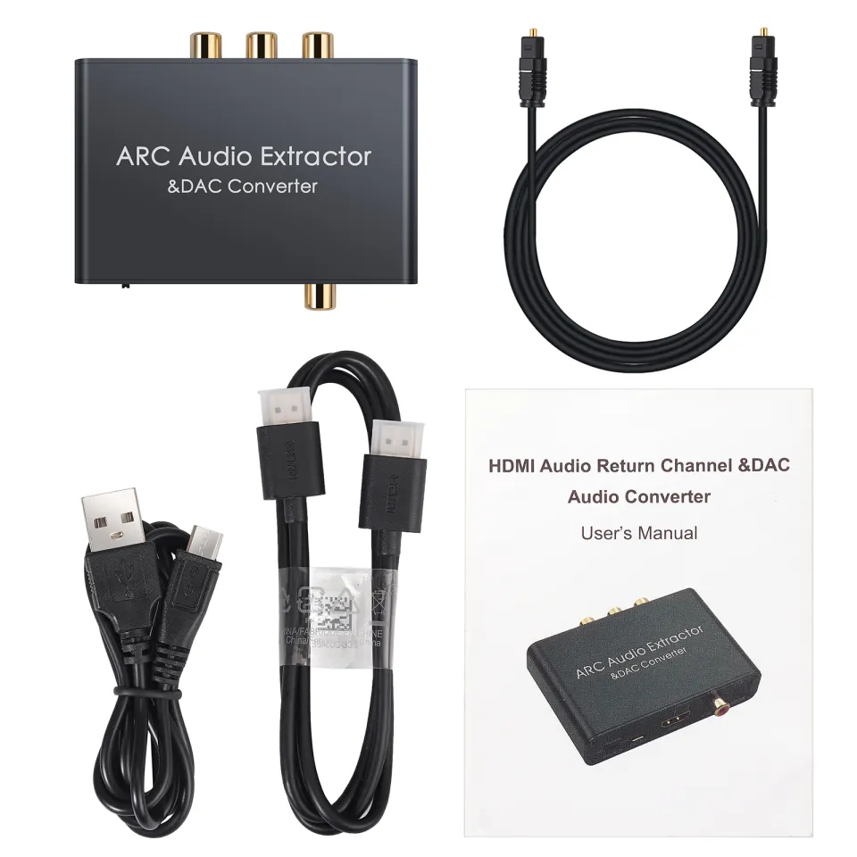 HDMI ARC Audio Extractor 192KHz DAC Converter ARC Audio Extractor Support  Digital HDMI Audio to Analog Stereo Audio RCA L/R Coaxial SPDIF and 3.5mm