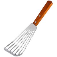 Stainless Steel Fish Spatula Turner, Wood Handle Fish Spatula, Slotted Turner, Kitchen Metal Spatula for Flipping Frying