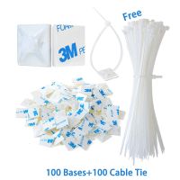 100 PCS Cable Tie Bases Mount With 100 PCS Cable Tie Bases 3M Glue Wire Removable Self Adhesive Wall Holder Car Fixing Seat