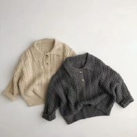 Spring Autumn Childrens Sweater Loose Coat Solid Color Fried Dough Twist Knitting Sweater Childrens Boys Girls Winter Sweater