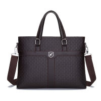 Men Business Handbag Briefcase Vegan Leather Laptop Bags Waterproof 14 inch Portable Multifunction Document Office Messenger Bag