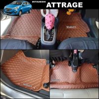 พรมปูพื้นรถยนต์6D Mitsubishi Attrage สีน้ำตาลอ่อน (3ชิ้น) st