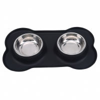 New Pet Dog Puppy Cat Feeding Stainless Steel Dish Pet Drinking Bowl Food Feed Placement Dog Accessories Anti-overflow Tableware