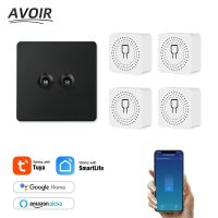 Avoir Tuya Smart Light Switch Smart Home Control Wall Toggle Switch Electrical Socket Mini Wifi Module Black Wireless Switch 16A  Power Points  Switch