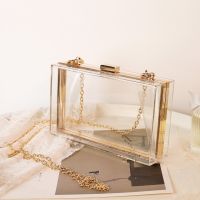 【YF】 Women New Fashion Acrylic Transparent Clutch Bag Messenger Evening Handbag Chain Shoulder