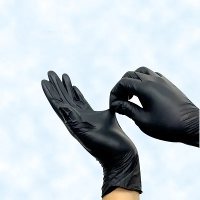 Sarung tangan nitril sekali pakai hitam mekanis sarung tangan lateks sekali pakai pembersih rumah tangga hitam 100 buah