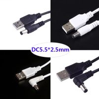 ℡ DC Power Plug USB Convert To 5.5x2.5mm/DC 5.5x2.5 White Black L Shape Right Angle Jack With Cord Connector USB Cable