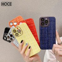 HOCE Retro ผ้า Lattice เคสโทรศัพท์สำหรับ iPhone 14 13 12 11 Pro Max 14 Plus กันกระแทกกันชนปักฝาหลัง