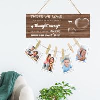 Wooden Picture Frame with Clips 13.5x5.5inch Photo Display Case Hanging Rustic Wall Decor Wall Mounting Frame Cute Love Heart