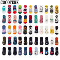 60 Color New Womens Short Boat Socks Summer Thin Creative Pattern Breathable Cartoon Animal Fruit Silicone Non-slip Couple Sock Socks Tights