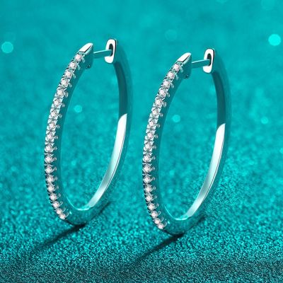 Smyoue 0.54cttw All Moissanite Hoop Earrings for Women Sterling Silver 925 Jewelry Sparkling Party Wedding Earing Birthday Gift