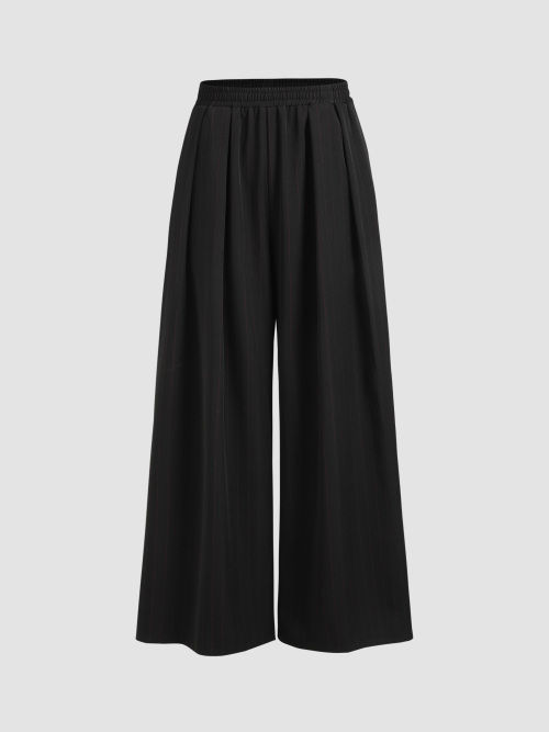 High Waist Pleated Wide Leg Pants - Cider