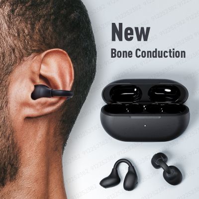 ZZOOI TWS Bone Conduction Bluetooth Earphones 5.3 Ear Clip Earring Wireless Headphones with Mic Noise Reduction HiFi Sports Headset