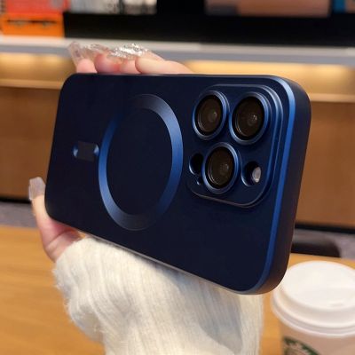 [สินค้าใหม่ในสต็อก] สำหรับ Magsafe กรณีแม่เหล็กสำหรับ iPhone 14 13 12 11 Pro Max Plus 14Pro หรูหราด้วยกล้องแก้วเลนส์ป้องกันซิลิโคนเต็มครอบคลุม
