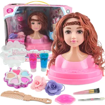Stylist Kids Makeup Beauty Toys For Girls Half Body Hairstyle Doll With  Cosmetic Set Makeup Training Head Pretend Play Toy Gift - Realistic Reborn  Dolls for Sale