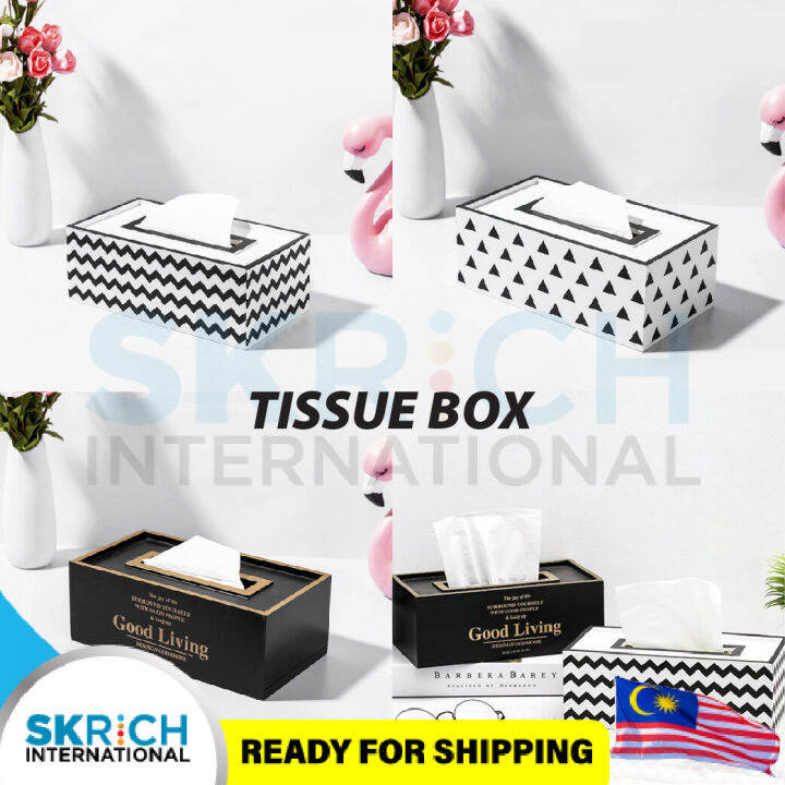 Tissue Box Black And White Living Room Wood Kotak Tisu Kayu Lazada