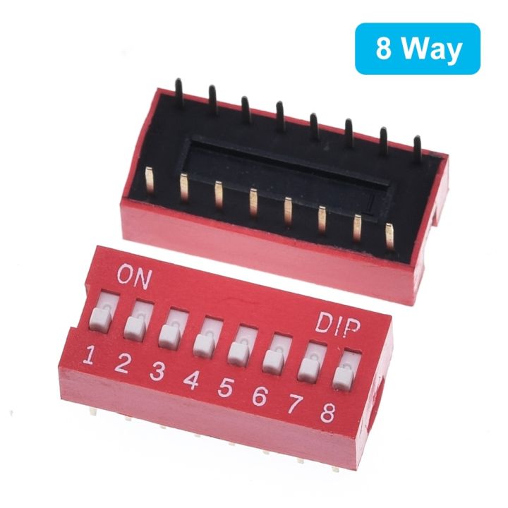 10Pcs สไลด์ประเภทโมดูลสวิทช์1 2 3 4 5 6 7 8 10PIN 2.54มม. ตำแหน่ง DIP Red Pitch สลับสวิทช์สีแดง Snap Switch Dial Switch