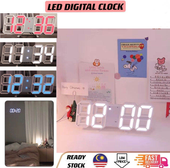 Led Wall Clock Digital Table Clock Alarm Bedroom Desk Alarm Clock Led
