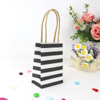 50pcs 12x8x5cm Hot StripesPoints Paper Bags with Handles Wedding Favors and Gifts for Guests Candy Box and Gift Bags Packaging