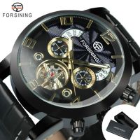 ⌚2023 Forsining นาฬิกาข้อมือผู้ชายคลาสสิก Tourbillon แบรนด์หรูอเนกประสงค์แบบอัตโนมัตินาฬิกาสายหนังนาฬิกาผู้ชาย