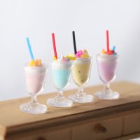 4pcs Mini Drink Ice Cream Cups Model Pretend Play Mini Food Doll Accessories Fit Play House Toy Dollhouse Miniature