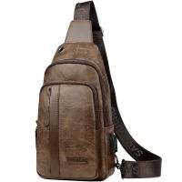 2023 New Fashion version Saatchi Kangaroo Retro Mens Chest Bag Casual Messenger Bag Mens Large Capacity Shoulder Bag Genuine Leather Chest Backpack Mens Bag