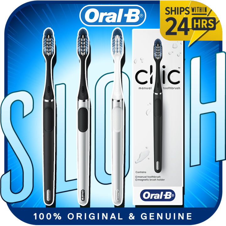 Oral-B Clic Manual Toothbrush, With 1 Replaceable Brush Head And Magnetic  Holder Matte Black