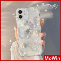 【คุณภาพสูง】Mowin - เคสไอโฟน เคส iPhone เคสใสอีพ็อกซี่สติกเกอร์อะคริลิคเคสแข็ง ผีเสื้อมุกแวววาวหรูหรา สำหรับ iPhone 13 Pro Max iPhone 12 Pro Max iPhone 11 Pro Max iPhone 7 Plus iPhone XR XS MAX ?MW?