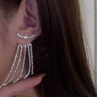 เงินเข็มยาวพู่ Rhinestone Earringsc474or