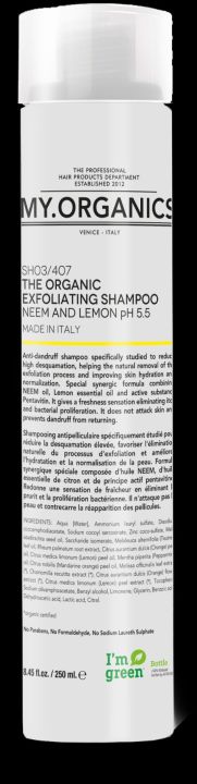 MY.ORGANICS Exfoliating Shampoo - Neem and Lemon pH 5.5 (เอ็กซ์โฟลิเอติ้ง แชมพู ออร์แกนิก) นำเข้าจาก ITALY✈