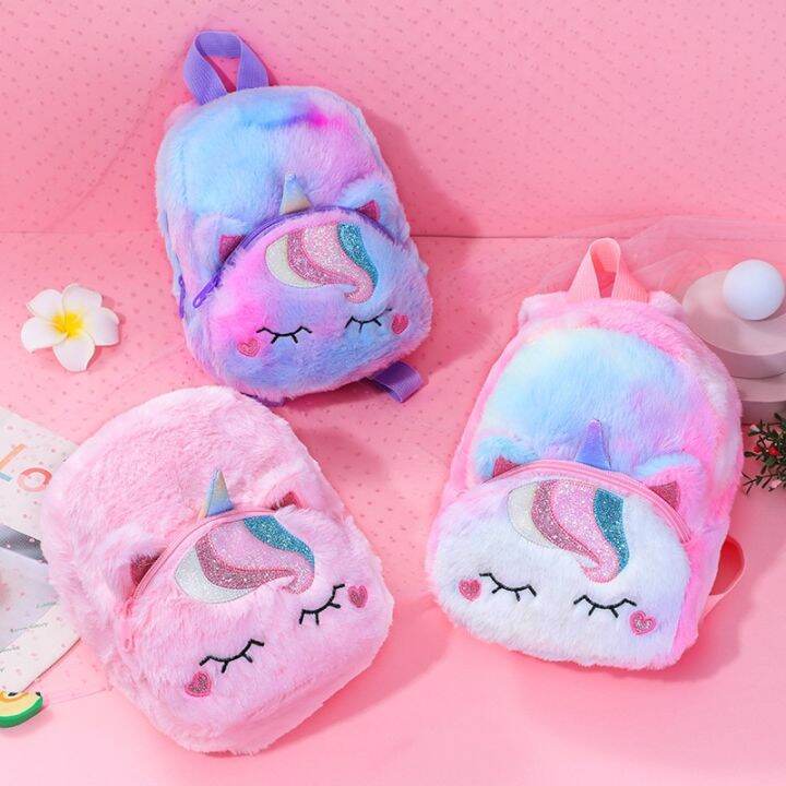 22-cm-cute-cartoon-backpack-girl-plush-unicorn-backpacks-cute-fashion-fur-backpacks-children-schoolbag-kids-bags-for-girls