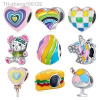 Brand new original charm color sandwich bear horse head suitable for Pandora bracelet DIY womens jewelry