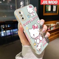 เคส JIUMOO สำหรับ Tecno Spark Go 2020 Spark 2021 6 Go เคสการ์ตูนคิตตี้น่ารักขอบด้านข้างสี่เหลี่ยมเคสมือถือดีไซน์ใหม่ชุบแบบบางกล้องฝาปิดเลนส์เต็มรูปแบบปกป้องเคสนิ่มกันกระแทก