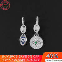 S925 Sterling Silver Anti-evil Eye Asymmetric Earrings Female Light Luxury Fashion Temperament Luxury Brand Monaco Jewelry