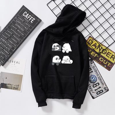 เสื้อกันหนาว มีฮู้ด ผ้ากํามะหยี่ ลาย We Bare Bears เหมาะกับของขวัญวันวาเลนไทน์ สําหรับผู้ชาย