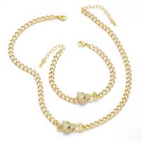 Luxury Zircon Leopard Head Necklace Set For Women Men Hip-Hop Thick Cuban Chain Choker OT Buckle Necklaces Party Jewelry Gift Fashion Chain Necklaces