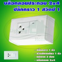 บล็อกลอย ขนาด 2x4 นิ้ว พร้อม ปลั๊กกราวด์ 1 ตัว สวิตซ์ 1 ตัว (G-06) * ยกลัง 12 ชุด *