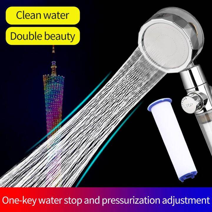 new-2021-dropshipping-propeller-driven-shower-head-with-stop-button-shower-head-with-fan-high-pressure-handheld-shower-nozzle-by-hs2023