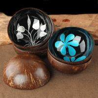 Natural Leaf Pattern Coconut Shell Eco-Friendly Candy Storage Bowl Container Coconut Bowls Home Decoration