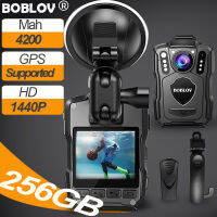 BOBLOV M5 with GPS กล้องมินิแอคชั่น Body Mini Sport Waterproof Action Camera HD 1440P 256GB 4200MAH 15H 170° เลนส์  จับการเคลื่อนไหวสวมใส่ได้กล้องตำรวจ Bodycam DVR Video Recorder บันทึกวิดีโอเสียง กล้องวิดีโอรถมอเตอร์ไซค์ Motor Dash Cam For Vlogging