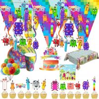 ☜ The Numberblocks Party Decoration Birthday Sets Banner Cup Plate Tablecloth Napkin Flag Cake Topper Balloon Supplies For Kids