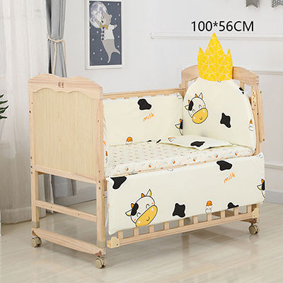 5PcsSet Baby Crib Bed Bumper Cartoon Animal Crib Pads Newborns Infant Bedding Set Baby Mattress Pillow Bed Protector Dec