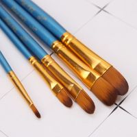 [Kiki tool store] 5Pcs Artist Paint Brush Set Nylon Bristles Hair Watercolor Acrylic Oil Painting Round Slant Pen Tip Wood Handle Drawing Art